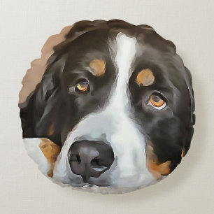 Hund, weiblicher Hund, Berner Hund Rundes Kissen