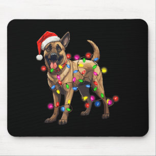 Hund Weihnachten Santa Hut Belgischer Malinois Hun Mousepad