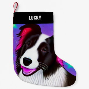 Hund Weihnachten Strumpf mit Namen. Kleiner Weihnachtsstrumpf