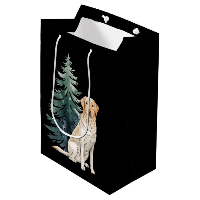 Hund Weihnachtsbaum Party Hund Lover Xmas Mittlere Geschenktüte (Vorderseite Schrägansicht)