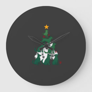Hund Weihnachtsbaum Shirt - Hund Weihnachten (2) Große Wanduhr
