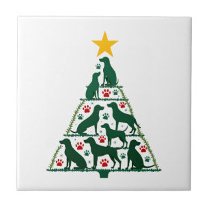 Hund Weihnachtsbaum Shirt - Hund Weihnachten (4) Fliese