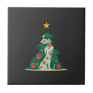 Hund Weihnachtsbaum Shirt - Hunde Weihnachten (3) Fliese