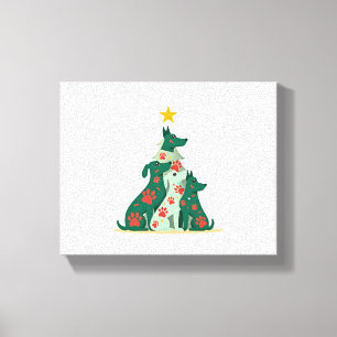 Hund Weihnachtsbaum Shirt - Hunde Weihnachten (3) Leinwanddruck