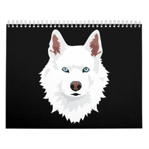 Hund Weißer Siberischer Husky-Weiße Schneehund Kalender