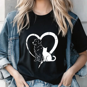 Hund Welpe & Baby Katze Herz Tee, Haustierliebhabe T-Shirt