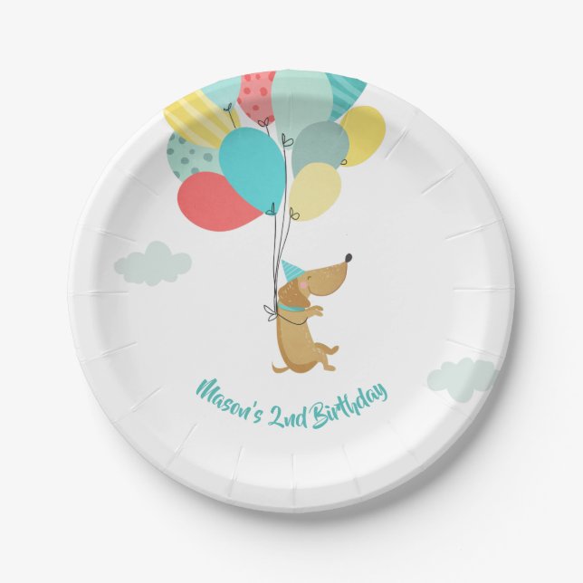Hund Welpe Birthday Paper Teller Paw-ty Blue Boy (Vorderseite)