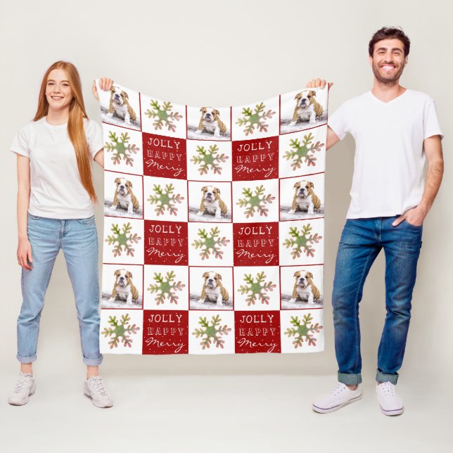 Hund Welpe Foto Schneeflocke Weihnachten Fleecedecke (Beispiel)