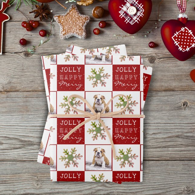 Hund Welpe Foto Schneeflocke Weihnachten Geschenkpapier Set (Von Creator hochgeladen)