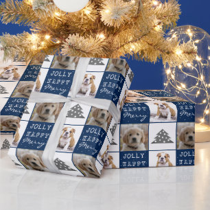 Hund Welpe Haustier 2 Fotos Frohe Fröhliche Weihna Geschenkpapier