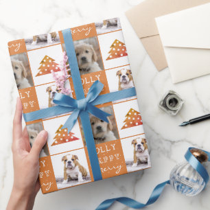 Hund Welpe Haustier 2 Fotos Frohe Lustige Weihnach Geschenkpapier