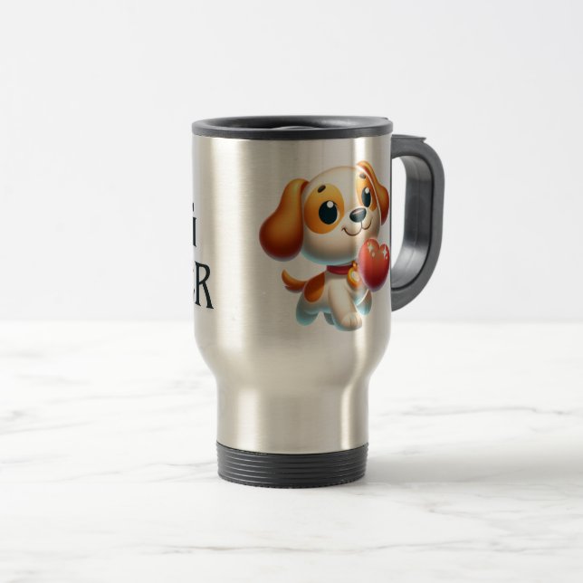 Hund, Welpe Liebe Reisebecher (VorderseiteRechts)