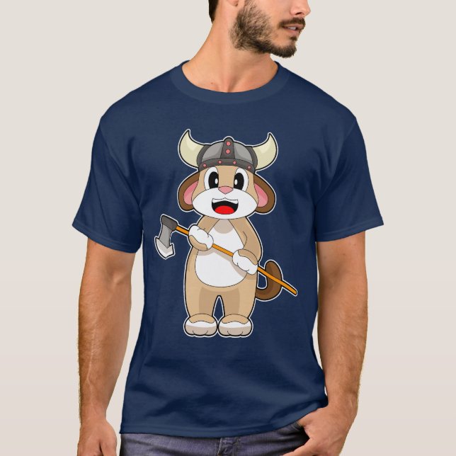 Hund Wikinger Axt T-Shirt (Vorderseite)