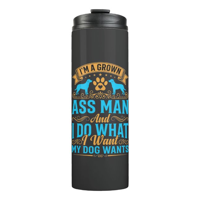 Hund will lustigen erwachsenen Mann Thermosbecher (Vorderseite)
