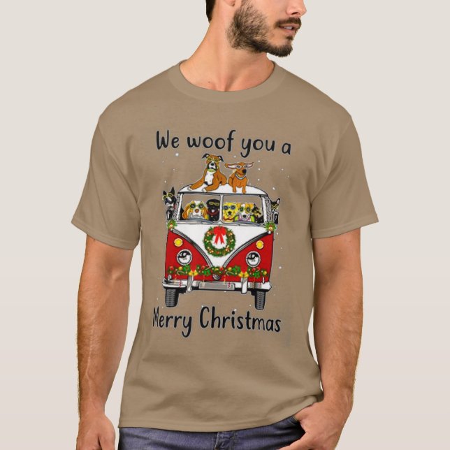 Hund wir woof Ihnen ein frohe Weihnachten Weihnach T-Shirt (Vorderseite)