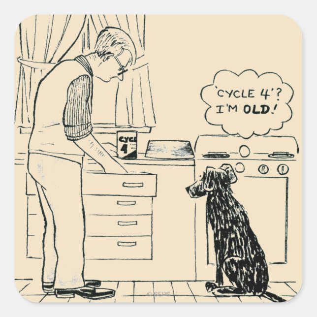 Hund wird älter quadratischer aufkleber (Vorderseite)