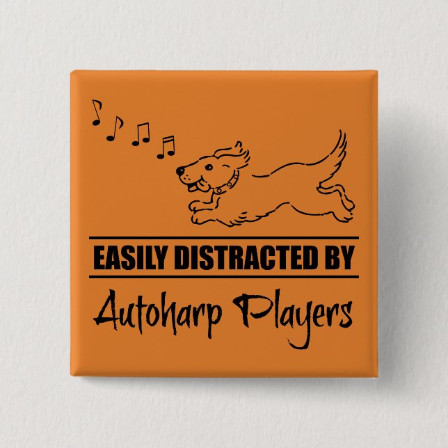Hund wird von Autoharp-Spielern leicht abgelenkt Button (Vorderseite)
