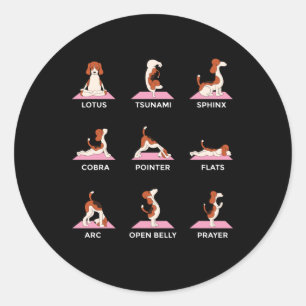 Hund Yoga Posen Funny Geschenk Runder Aufkleber