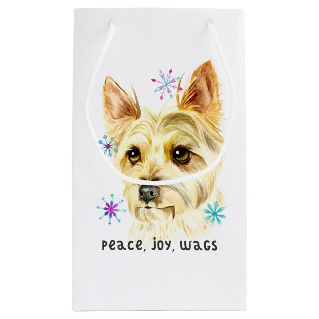 Hund Yorkshires Terrier, Schneeflocken, Kleine Geschenktüte (Rückseite)
