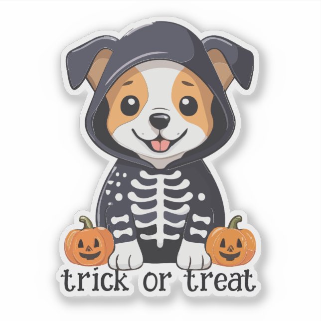 Hund zu Halloween-Kostüm Aufkleber (Vorderseite)