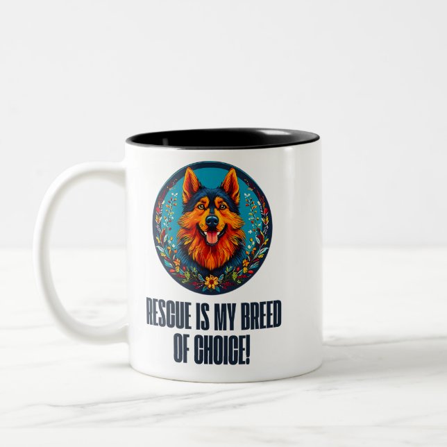 Hund Zweifarbige Tasse (Links)