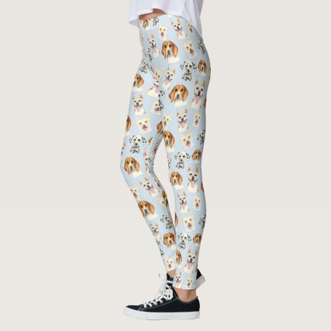 Hündchen-Aquarell-Muster Leggings (Links)