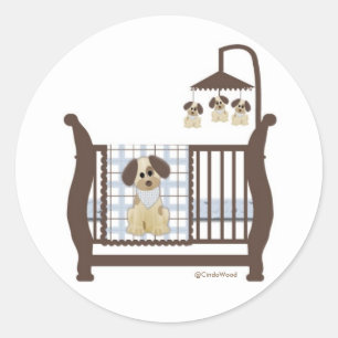 Hündchen-Baby-Bett-Aufkleber Runder Aufkleber