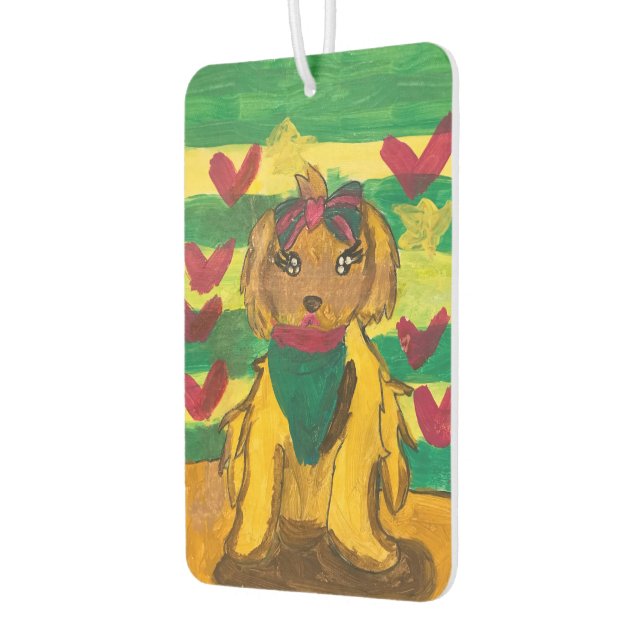 Hundchen "Kunst von Kindern" Autolufterfrischer (Links)