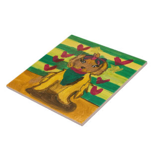 Hundchen "Kunst von Kindern" Fliese