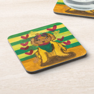 Hundchen "Kunst von Kindern" Getränkeuntersetzer