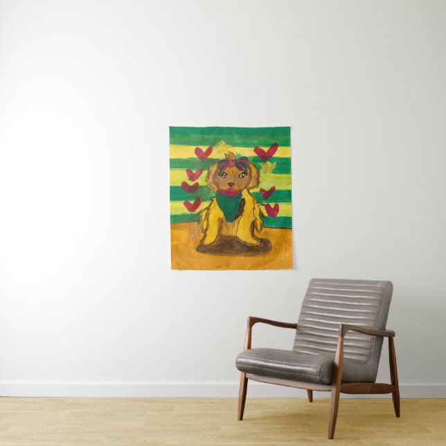 Hundchen "Kunst von Kindern" Wandteppich (Beispiel)
