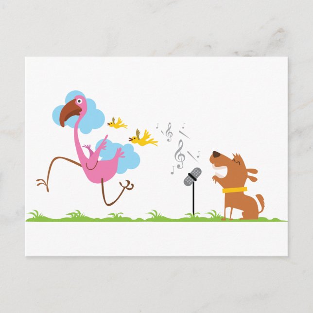 Hündchen-Sänger Postkarte (Vorderseite)