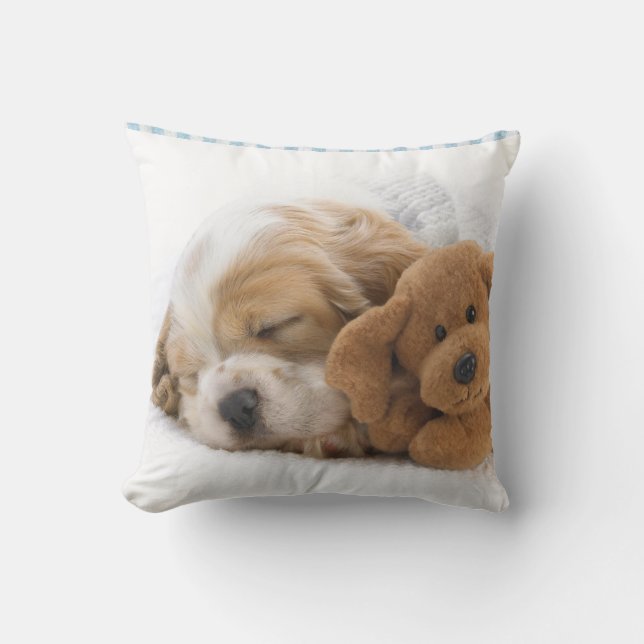 Hündchen-und Teddybär-Wurfs-Kissen Kissen (Vorderseite)