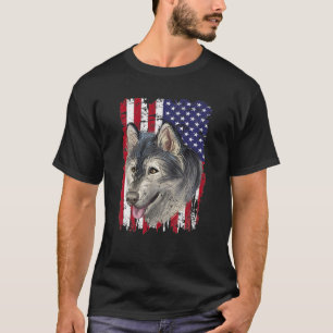Hunde 365 Distress American Flag Alaskan Malamute T-Shirt