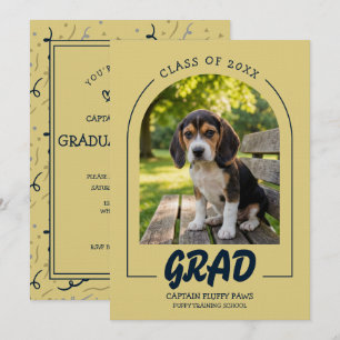 Hunde-Abschluss-Pet-Foto Blassgold, Blassoliv Einladung