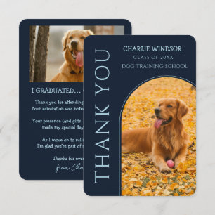 Hunde-Abschluss-Pet-Foto Navy Blau & Baby Blau Dankeskarte