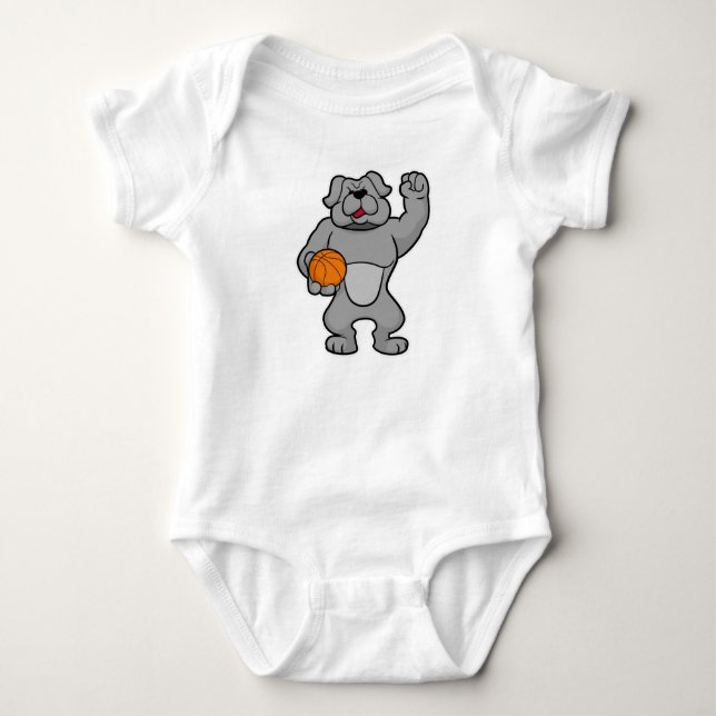 Hunde als Basketballspieler mit Basketball Baby Strampler (Vorderseite)