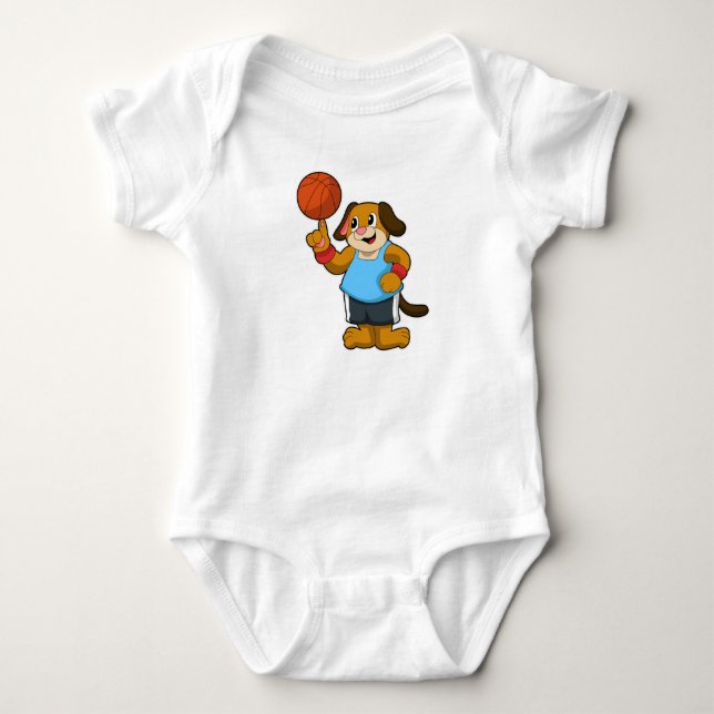 Hunde als Basketballspieler mit Basketball Baby Strampler (Vorderseite)