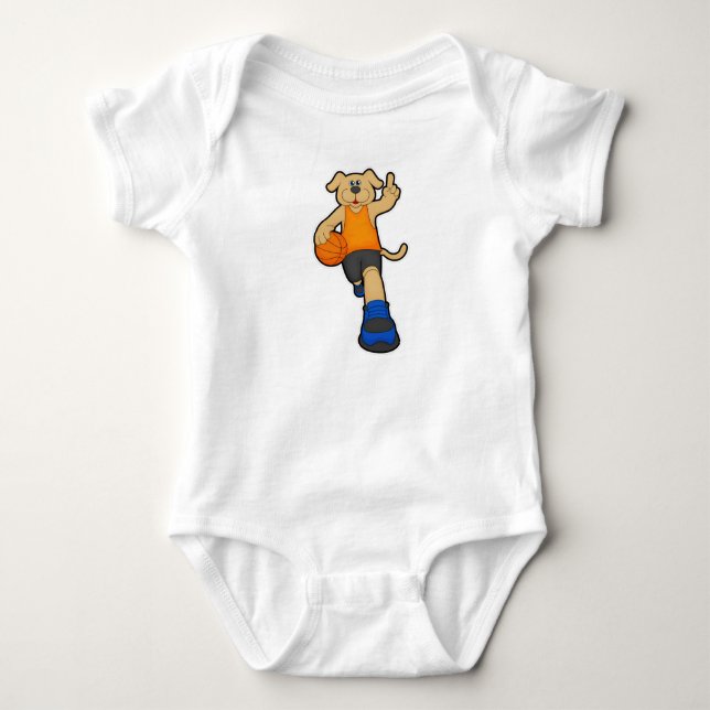 Hunde als Basketballspieler mit Basketball Baby Strampler (Vorderseite)