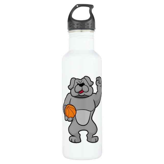 Hunde als Basketballspieler mit Basketball Edelstahlflasche (Vorderseite)