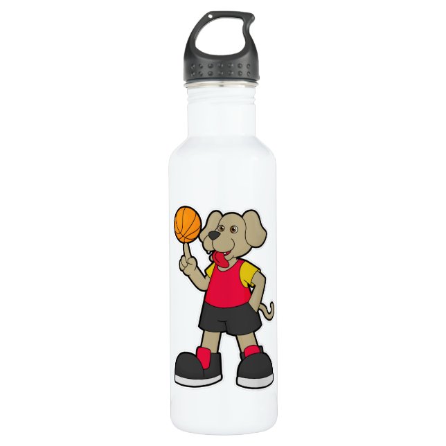 Hunde als Basketballspieler mit Basketball Edelstahlflasche (Vorderseite)
