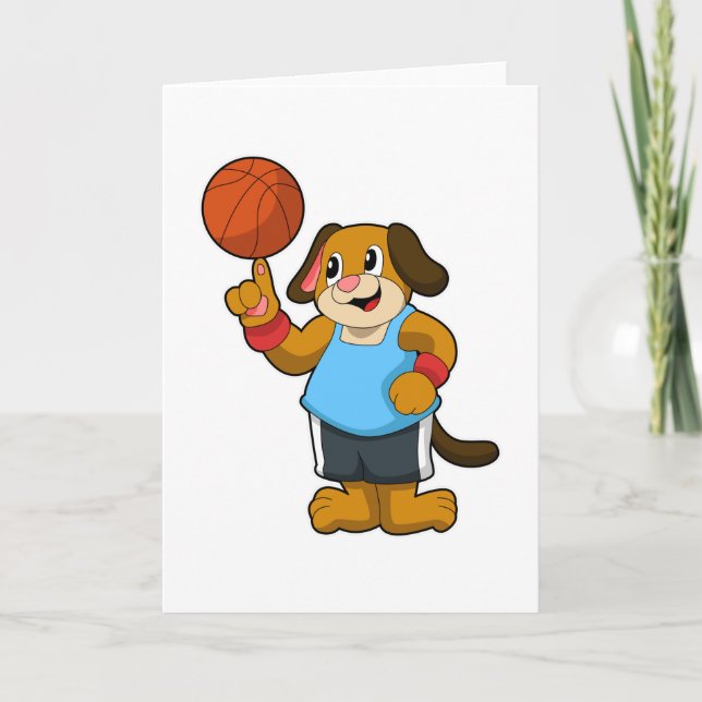 Hunde als Basketballspieler mit Basketball Karte (Vorderseite)
