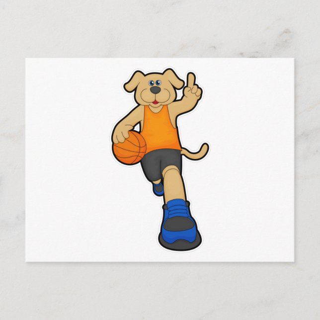 Hunde als Basketballspieler mit Basketball Postkarte (Vorderseite)