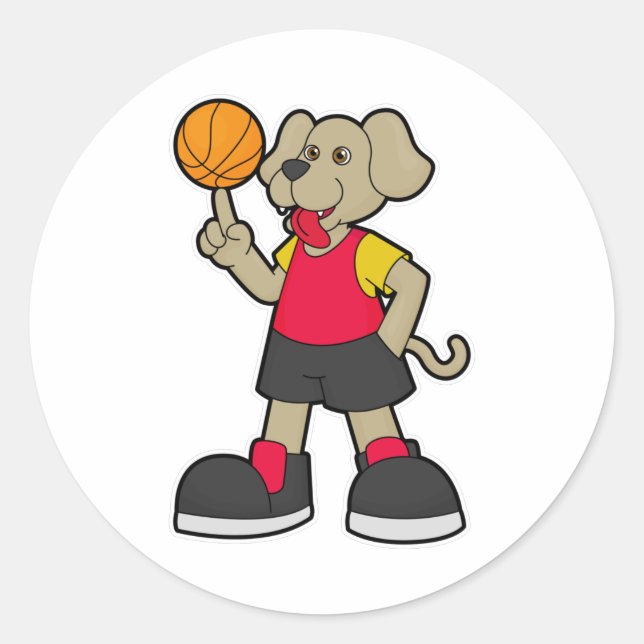 Hunde als Basketballspieler mit Basketball Runder Aufkleber (Vorderseite)