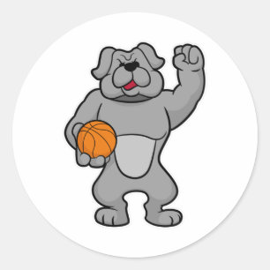 Hunde als Basketballspieler mit Basketball Runder Aufkleber