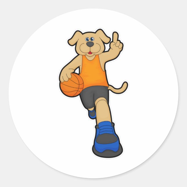 Hunde als Basketballspieler mit Basketball Runder Aufkleber (Vorderseite)