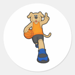 Hunde als Basketballspieler mit Basketball Runder Aufkleber