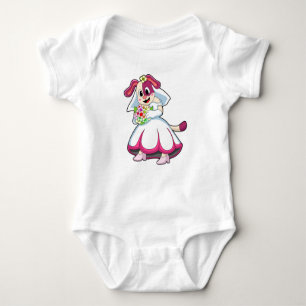 Hunde als Braut mit Hochzeitskleid & Blume Baby Strampler