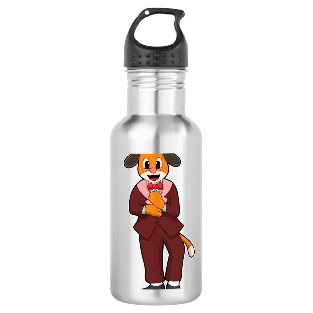 Hunde als Bräutigam mit Anzug Edelstahlflasche (Vorderseite)