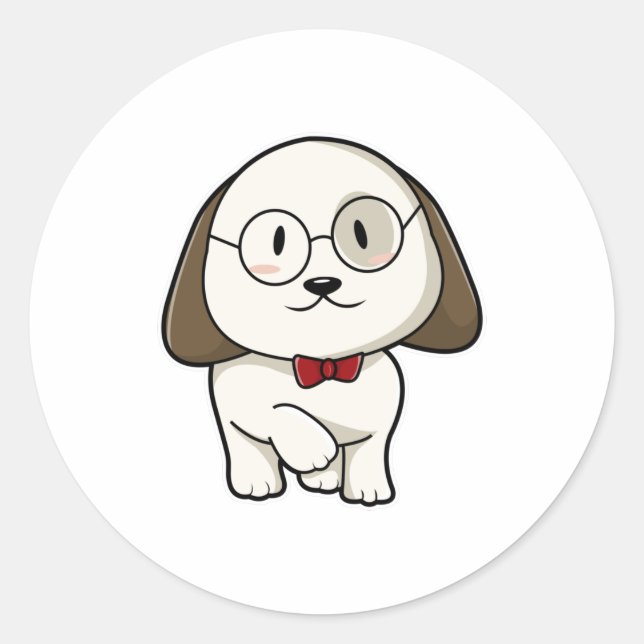 Hunde als Bräutigam mit Krawatte & Brille Runder Aufkleber (Vorderseite)